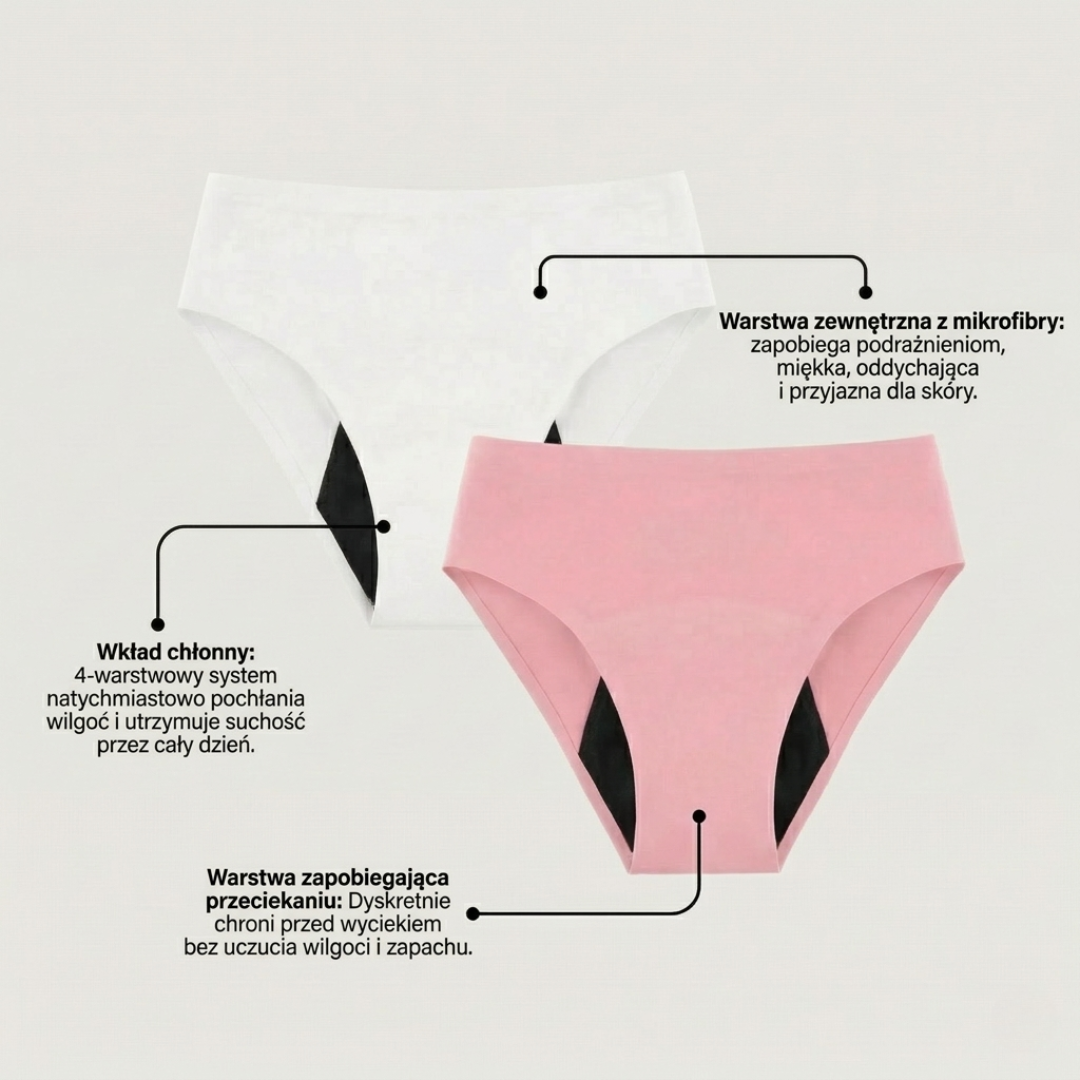 Majtki Menstruacyjne 100% Szczelne